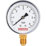 Манометр  6 бар радиальный D 63 мм 1/4, ROMMER RIM-0010-630608