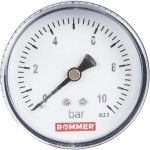 Манометр 10 бар аксиальный D 63 мм 1/4, ROMMER RIM-0009-631008