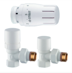 Клапан термостатический угловой КОМПЛЕКТ с термоголовкой 15 STOUT Design белый SVTDK-0002-000015W