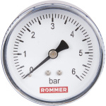 Манометр  6 бар аксиальный D 63мм 1/4, ROMMER RIM-0009-630608