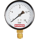 Манометр 16 бар радиальный D100 мм 1/2, ROMMER RIM-0010-101615