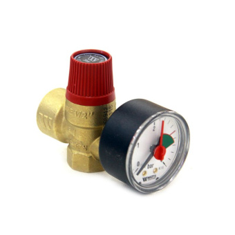 Клапан предохранительный 1/2" г/г 1,5 бар с манометром 