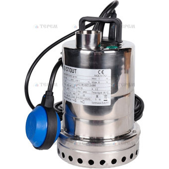SPD-0001-200250 STOUT Насос дренажный с поплавком, кабель 10 м, 230V, Q=150 л/мин, H=8 м