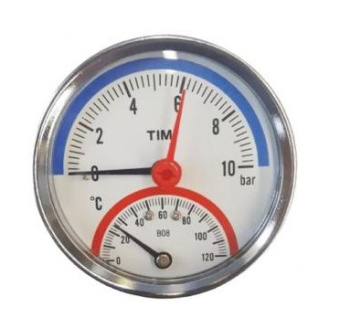 Термоманометр аксиальный 4 бар 1/2-120°C, TIM 0-09-4040, ГОРИЗ.
