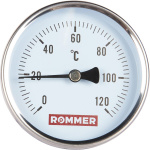 Термометр биметал. с погр. гильзой 80/75 120гр., ROMMER RIM-0001-807515