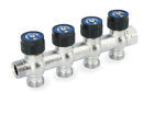 Коллектор с кранами 3/4"-3/4 с 4-мя вых. вентиль евроконус UNI-FITT 407C3340