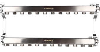 RMS-4401-000012 ROMMER Коллектор из нержавеющей стали для радиаторной разводки 12 вых.