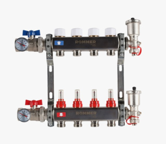 Коллекторный блок  4 РМ краны слив в/о нерж. ROMMER