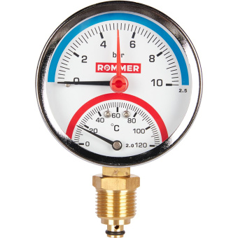 Термоманометр радиальный 10 бар 1/2-120°C, ROMMER RIM-0006-801015