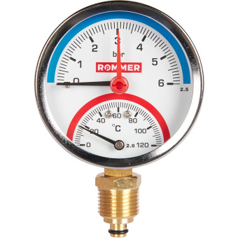 Термоманометр радиальный 6 бар 1/2-120°C, ROMMER RIM-0006-800615
