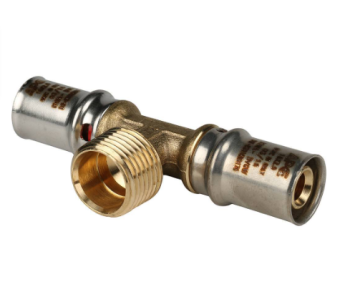  STOUT Тройник-переходник с наружной резьбой 16х1/2 х16 для металлопластиковых труб прессовой