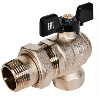 SVB-0008-200025 STOUT Кран шаровой полнопроходной угловой с американкой, ВР/НР, ручка бабочка 1