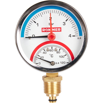 Термоманометр радиальный 4 бар 1/2-120°C, ROMMER RIM-0006-800415