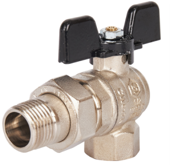 SVB-0008-000015 STOUT Кран шаровой полнопроходной угловой с  американкой , ВР/НР, ручка бабочка 1/2