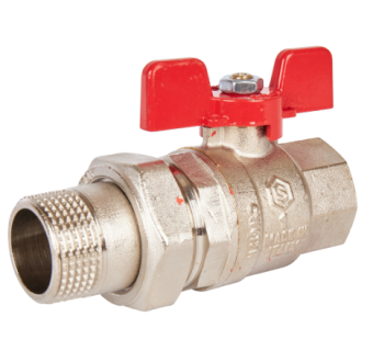 SVB-1007-000025 STOUT Кран шаровой полнопроходной с  американкой , ВР/НР, ручка бабочка 1 (EPDM)