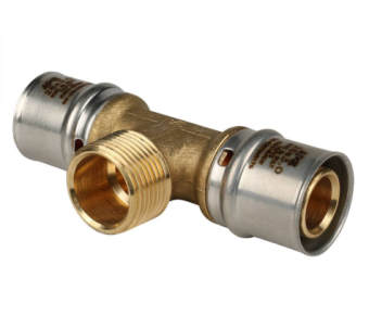  STOUT Тройник-переходник с наружной резьбой 26х3/4 х26 для металлопластиковых труб прессовой