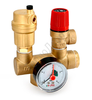 Группа безопасности для котла -ПРОХОДНАЯ 1" 3 бар Латунь Uni-Fitt 254G4530