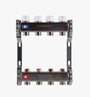 Коллекторный блок  4 нерж. ROMMER