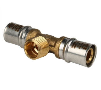  STOUT Тройник-переходник с наружной резьбой 20х1/2 х20 для металлопластиковых труб прессовой