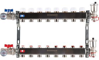 Коллекторный блок  8 краны слив в/о нерж. ROMMER