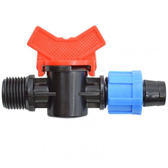 Кран 1/2 НР с поджимом д/капельной ленты  TV0117