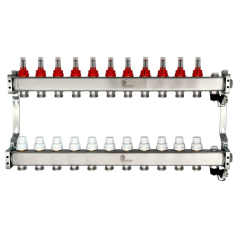 Коллекторный блок  11 x 3/4 НЕРЖ,Евроконус Wester MUFS с расходомерами в сборе 0-32-1518