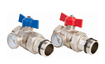 Кран шар 1" г/ш с американкой с термометром, красная бабочка VIEIR VR1102 53465