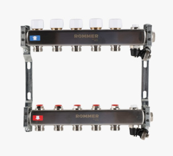 Коллекторный блок  5 слив в/ом нерж. ROMMER (размер выходов 3/4)