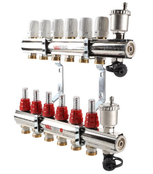 Коллекторный блок  4 РМ слив в/о латунь VALTEC VTc.596.EMNX.0604