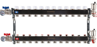 Коллекторный блок 12 краны слив в/о нерж. ROMMER