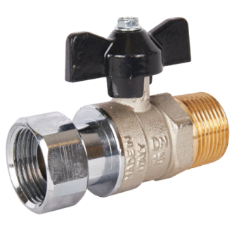 SVB-1009-000020 STOUT Кран шаровой с накидной гайкой, НР/накидная гайка, ручка бабочка 3/4x3/4