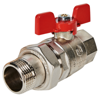 SVB-1007-200025 STOUT Кран шаровой полнопроходной с американкой, ВР/НР, ручка бабочка 1 (EPDM)