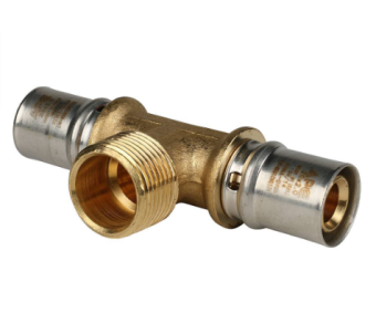  STOUT Тройник-переходник с наружной резьбой 20х3/4 х20 для металлопластиковых труб прессовой