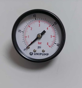 Манометр  6 бар аксиальный D 50мм 1/4, Unipump