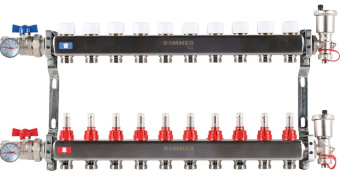 Коллекторный блок 10 РМ краны слив в/о нерж. ROMMER