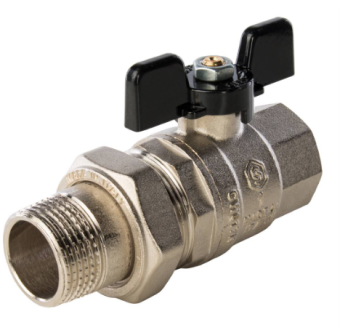 SVB-0007-000025 STOUT Кран шаровой полнопроходной с  американкой , ВР/НР, ручка бабочка 1