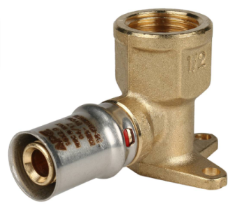  STOUT Угольник настенный с креплением короткий 1/2 х16 для металлопластиковых труб прессовой