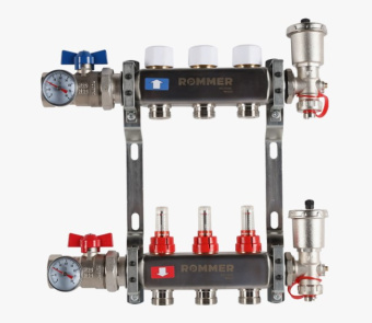 Коллекторный блок  3 РМ краны слив в/о нерж. ROMMER