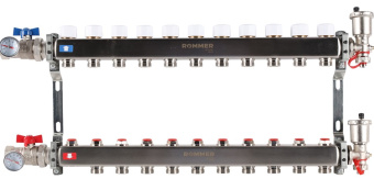 Коллекторный блок 11 краны слив в/о нерж. ROMMER