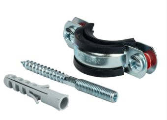 SAC-0020-100001 STOUT Хомут для труб, комплект: хомут+шпилька шуруп +дюбель пластиковый 1 (32-37)