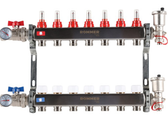 Коллекторный блок  7 РМ краны слив в/о нерж. ROMMER