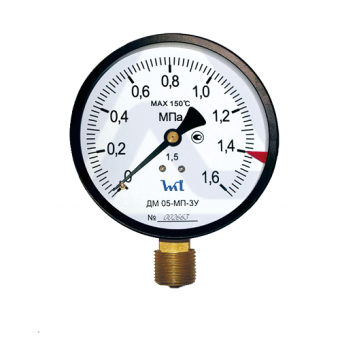Манометр  6 бар радиальный D100мм 1/2,СТЕКЛОПРИБОР ДМ 05-МП-ЗУ 100-600кПа-1,5 (под кран трехход)