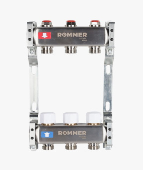 Коллекторный блок  3 нерж. ROMMER