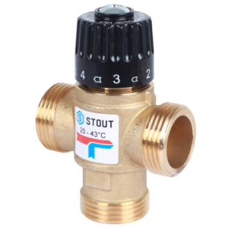 Клапан термостатический смесит.   1 НР 20-43°С Kvs 1,6 STOUT SVM-0120-164325