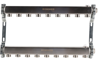 RMS-4401-000009 ROMMER Коллектор из нержавеющей стали для радиаторной разводки 9 вых.