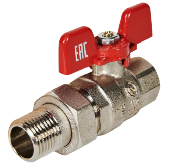 SVB-1007-200015 STOUT Кран шаровой полнопроходной с американкой, ВР/НР, ручка бабочка 1/2 (EPDM)