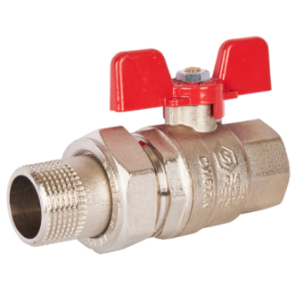 SVB-1007-000020 STOUT Кран шаровой полнопроходной с  американкой , ВР/НР, ручка бабочка 3/4 (EPDM)