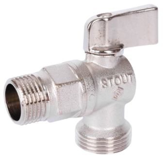 SVB-0059-001234 STOUT Кран шаровой угловой для бытовой техники 1/2  х 3/4