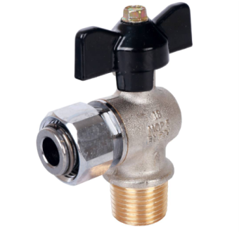 SVB-0010-000015 STOUT Кран шаровой с накидной гайкой угловой, НР/накидная гайка, ручка бабочка 1/2x1