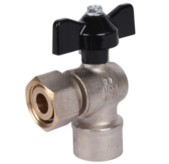 SVB-1010-000015 STOUT Кран шаровой с накидной гайкой угловой, ВР/накидная гайка, ручка бабочка 1/2x1